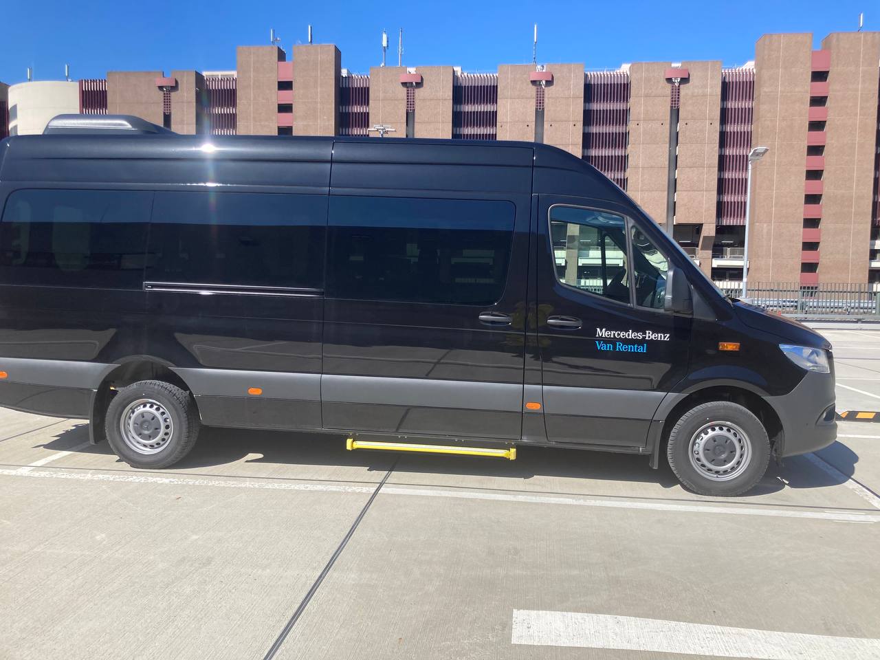 Full-size Mercedes-Benz Sprinter van rental parked at a Chicago location