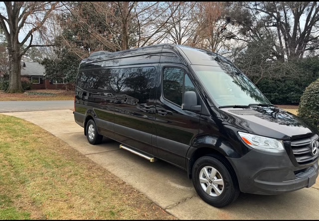 15-passenger black Mercedes Sprinter van available for rent in Charlotte, North Carolina — Sprinter Rentals Charlotte van rental