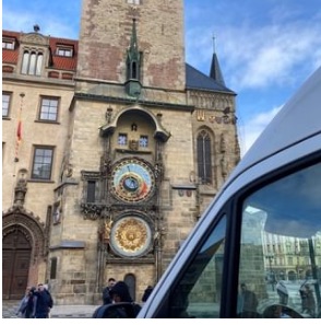 Sprinter van road trip from Germany to Prague, Czech Republic