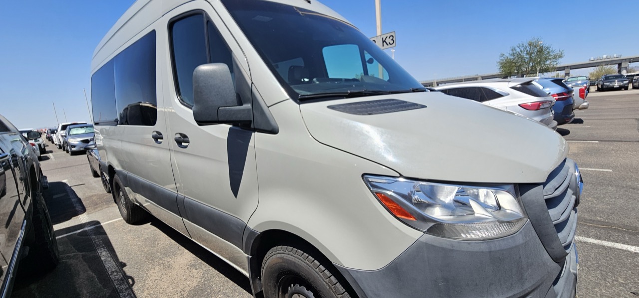 Silver Mercedes-Benz Sprinter passenger van — Norfolk, VA van rental fleet