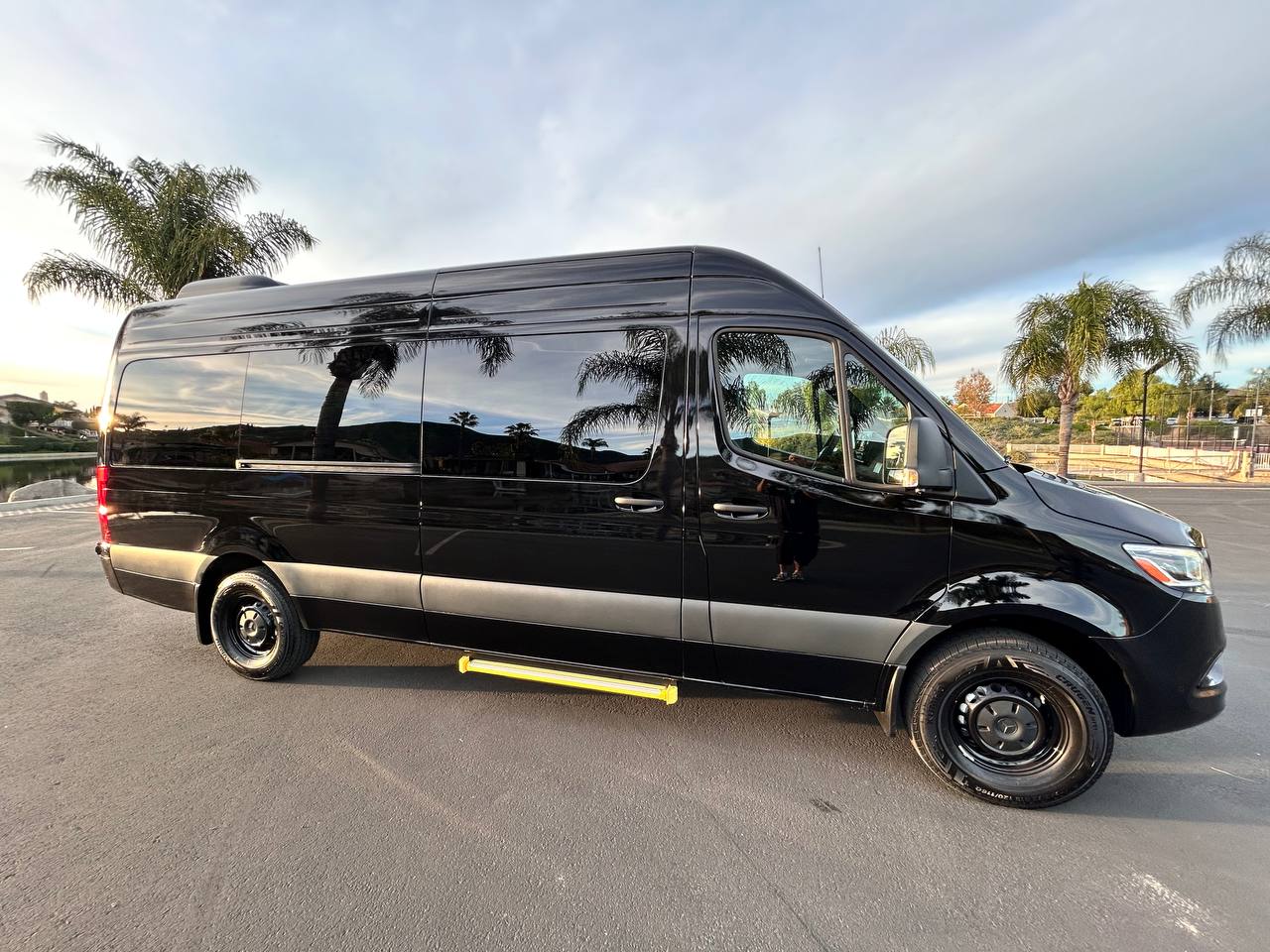 2025 Mercedes-Benz Sprinter 15-passenger black van for rent in San Francisco