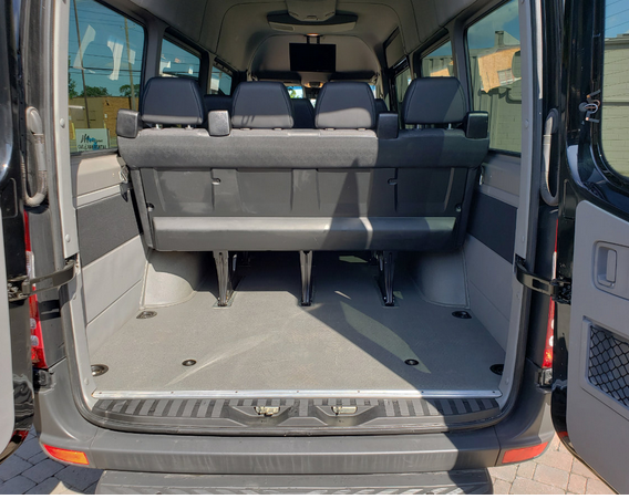 Mercedes Sprinter 15-seat passenger van with rear cargo space in Vancouver, WA