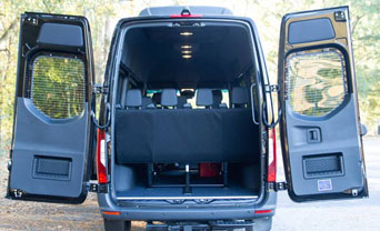 Sprinter van rear cargo and luggage capacity