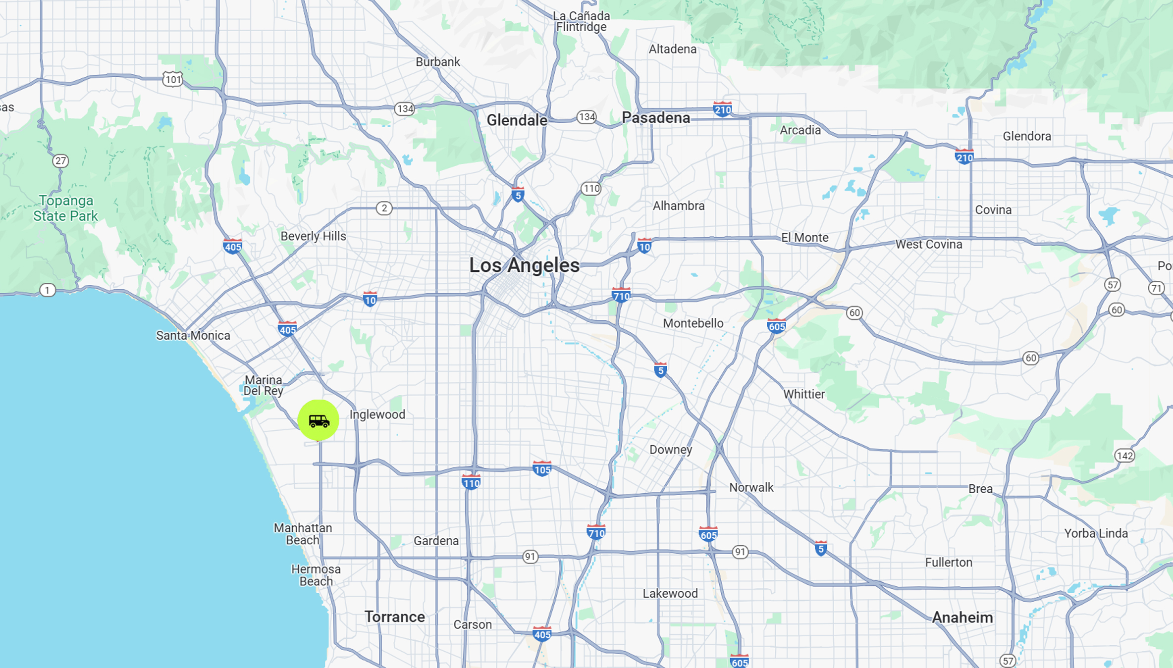 Los Angeles Van Rentals Service Area