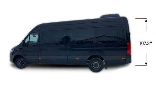 Mercedes Benz Sprinter Cargo van 170 wheelbase with high roof dimensions
