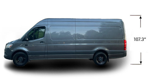 Mercedes Benz Sprinter Cargo van 170 wheelbase with high roof dimensions