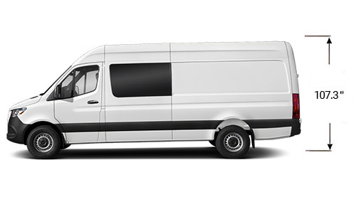Mercedes Benz Sprinter 5 seater crew cargo van with high roof dimensions